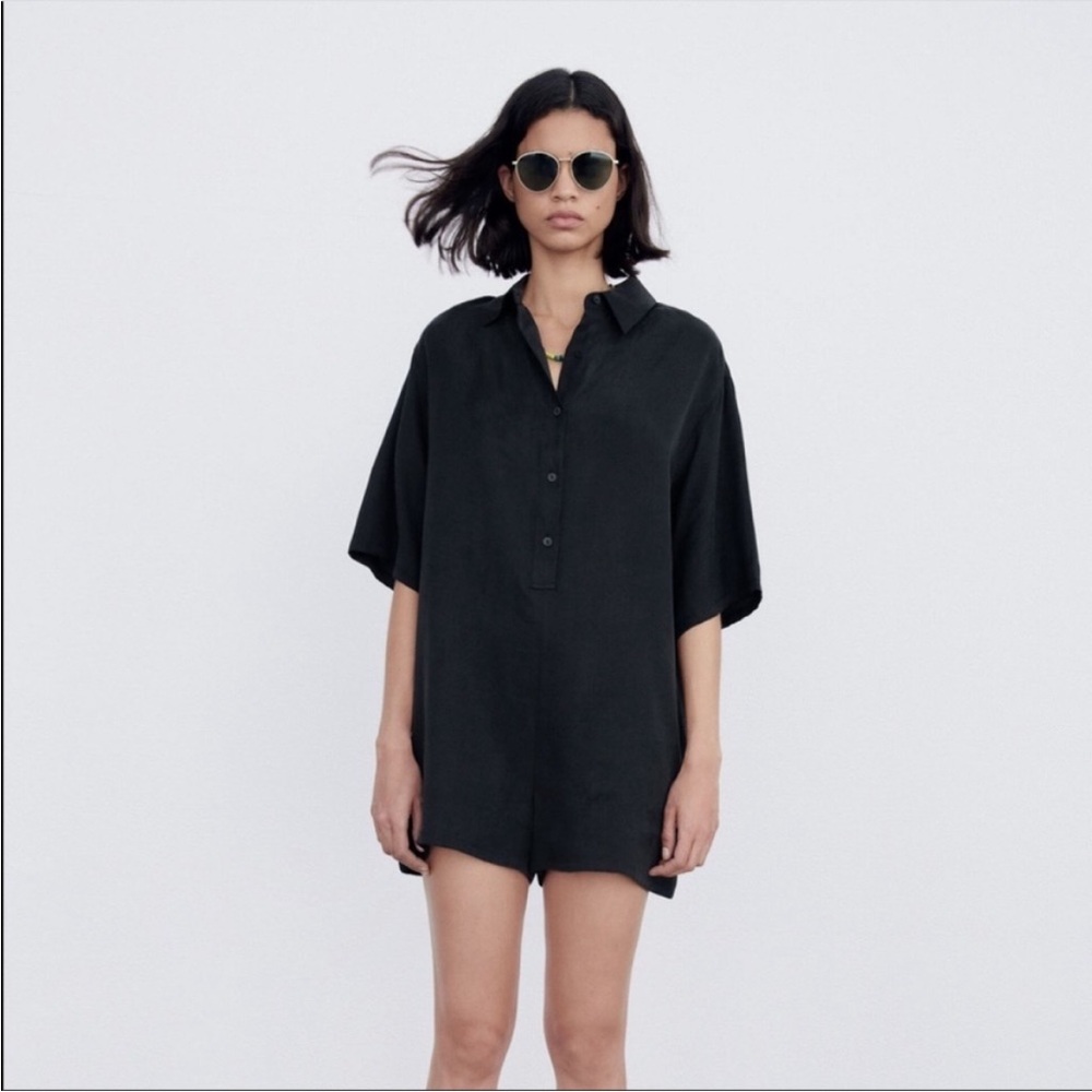 NWT Zara Black Flowy Romper XS